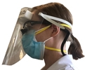Picture of The SimpleSHIELD is a dental face shield design for wearing with dental loupes and N95 respirators. Featuring FDA-approved foam, PET shield and latex-free rubber head strap the simple design allows for easy fitting and comfortable performance all day.
 option for Shield product (BlueSkyBio.com)