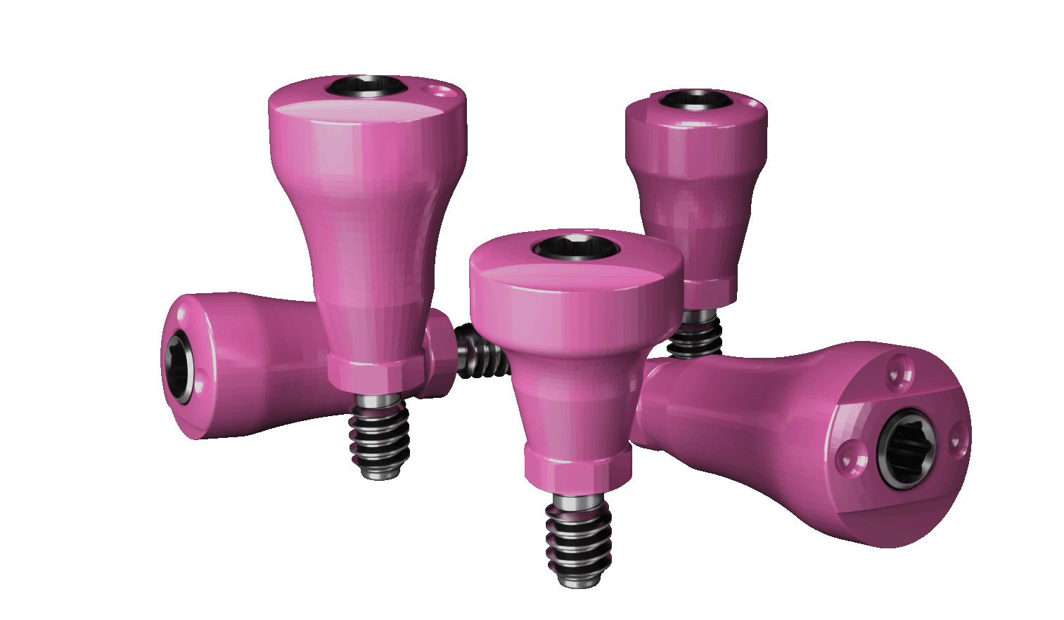 Pink Magic Scannable Healing Abutments in multiple sizes