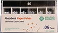 Picture of Absorbent Paper Points  T.06  BX100 - .06 #40 option for Paper Points product (BlueSkyBio.com)